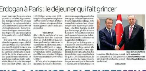 Erdogan en visite à Paris : « Le déjeuner qui fait grincer »