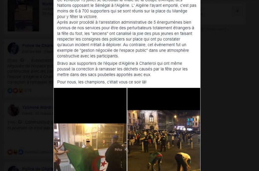 Quand la police belge félicite les supporters algériens