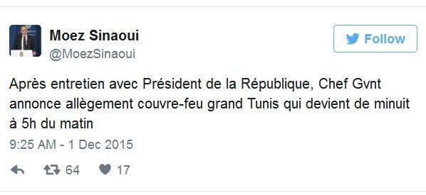 Tunisie. Le couvre-feu allégé de minuit à 5h du matin