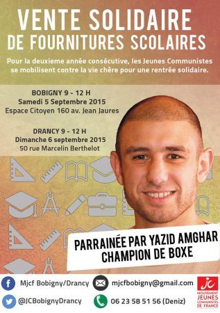 Vente solidaire de matériel scolaire à Bobigny