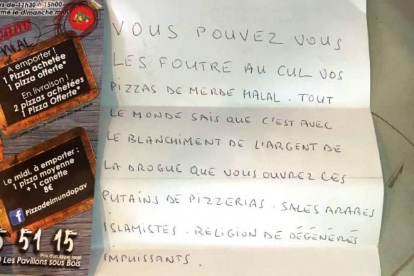  Pavillons-sous-bois : un pizzaïolo reçoit une menace  islamophobe