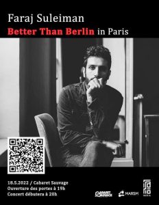 Concert unique à Paris de l'artiste palestinien Farj Suleiman ce mercredi au Cabaret Sauvage