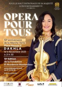 Affiche de l’événement "Opéra pour tous", porté par Monia Rizkallah pour promouvoir la musique classique auprès du public.