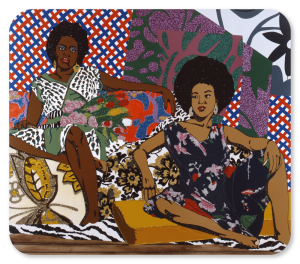 Exposition Mickalene Thomas : A Moment’s Pleasure #2, 2008. Strass, peinture acrylique et émail sur panneau de bois, 182.9 x 213.4 cm.