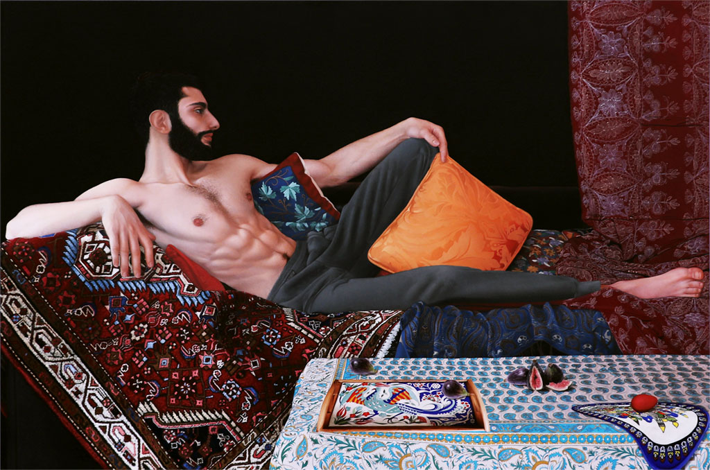 Le songe de Gilgamesh, peinture contemporaine de Rayan Yasmineh (2021), huile sur toile – Galerie Mor Charpentier, Paris