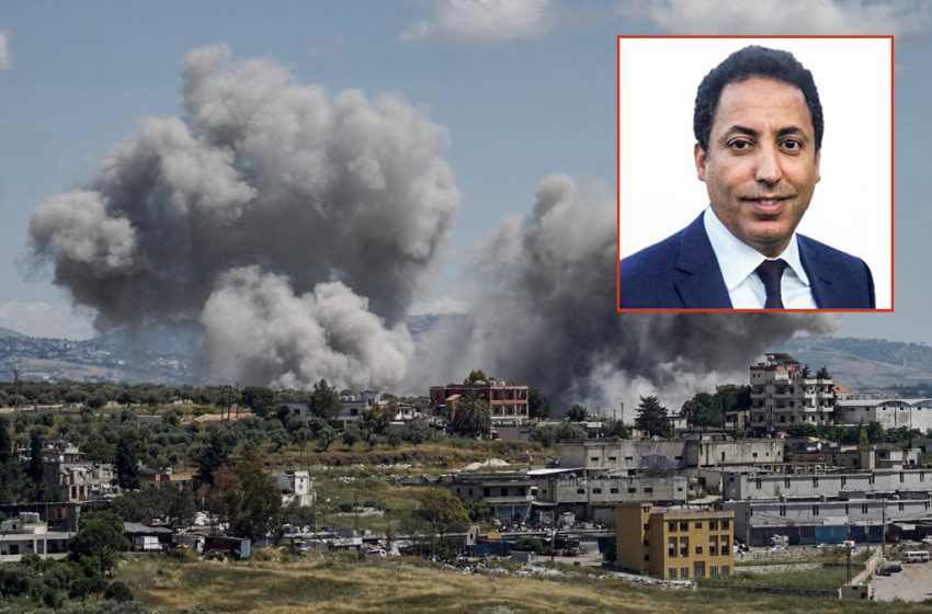 frappe israélienne sur le village de Nabatiyé, dans le sud du Liban, le 24 mai 2026.