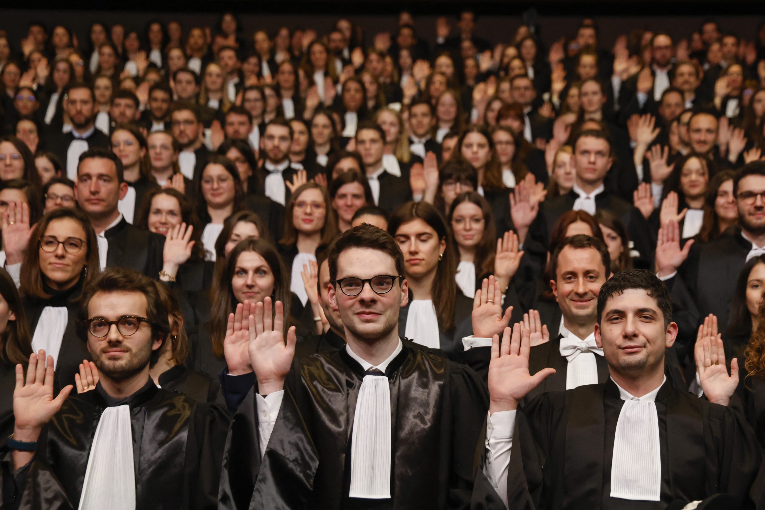 Élèves magistrats de l'École nationale de la magistrature (ENM) lors de leur prestation de serment à Bordeaux en février 2024.