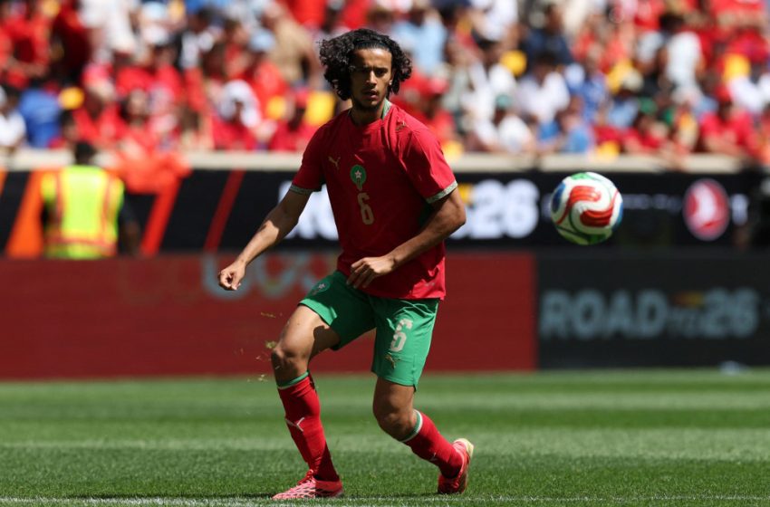 Ayyoub Bouaddi lors du match amical entre le Maroc et la Norvège, au Red Bull Arena en juin 2026.