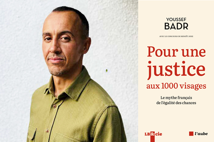 Portrait de Youssef Badr et couverture de son livre Pour une justice aux 1 000 visages