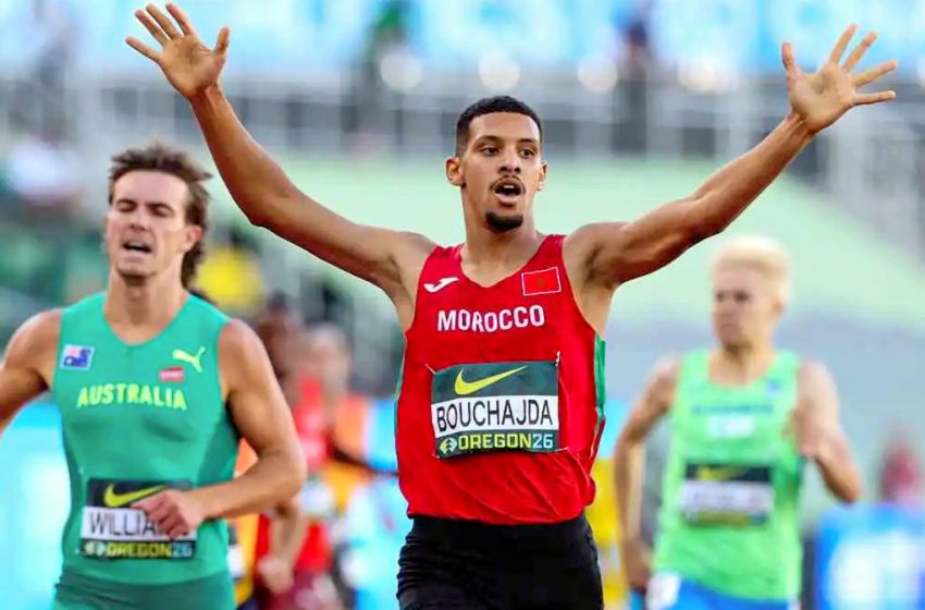Imad Bouchajada lors de l’épreuve du 800 m aux Championnats du monde U20.