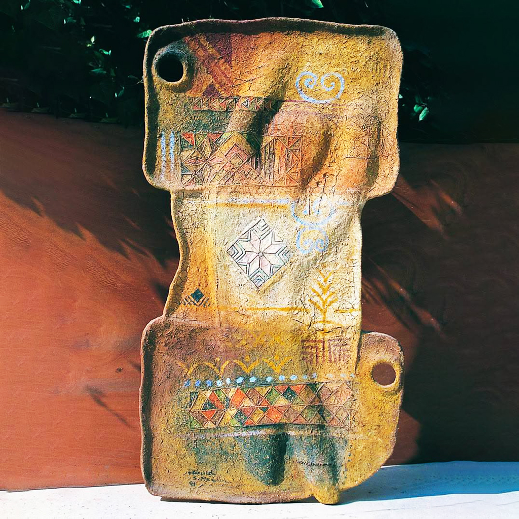 Mud on Wood (Boue sur bois), œuvre de Sliman Mansour réalisée en 1989.