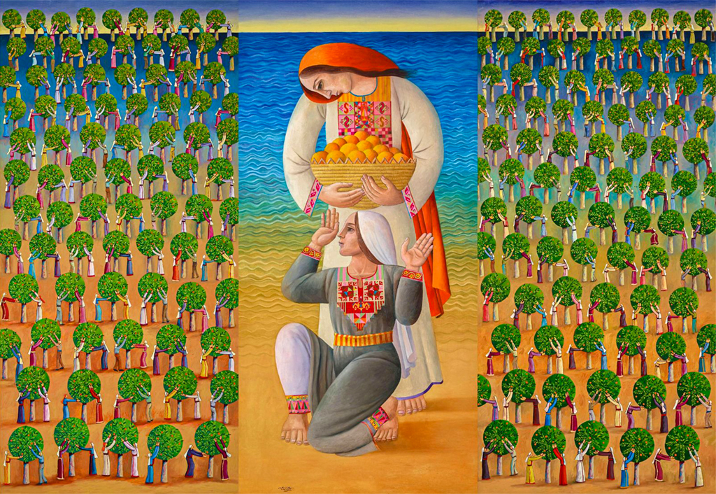 Sliman Mansour, Orange Fields, 2014.